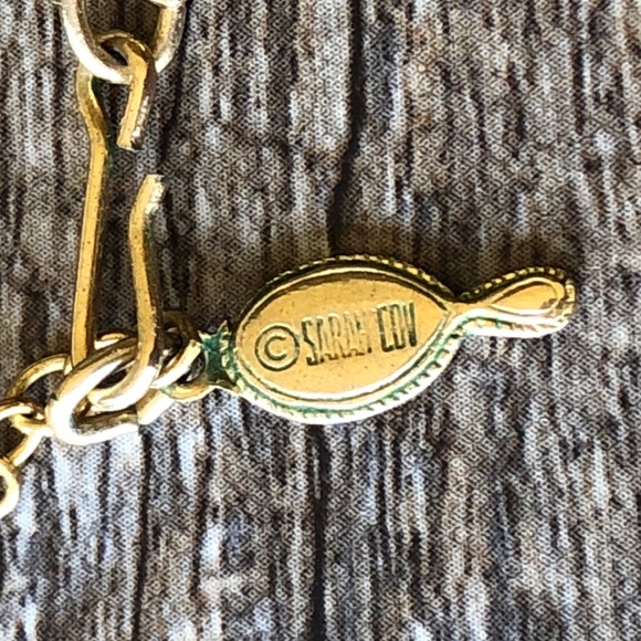 Vintage Gold Tone Tassel Necklace with Red Painted Beads by Sarah Coventry - Picture 4 of 5